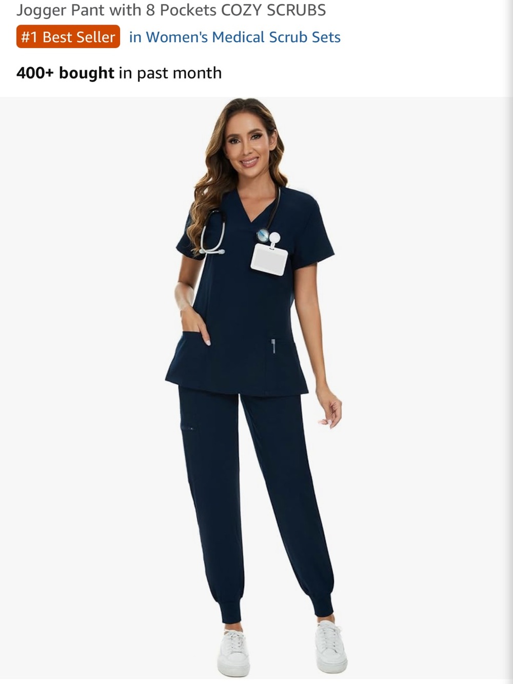 Scrubs Navy V-Neck Top & Jogger Pants Set